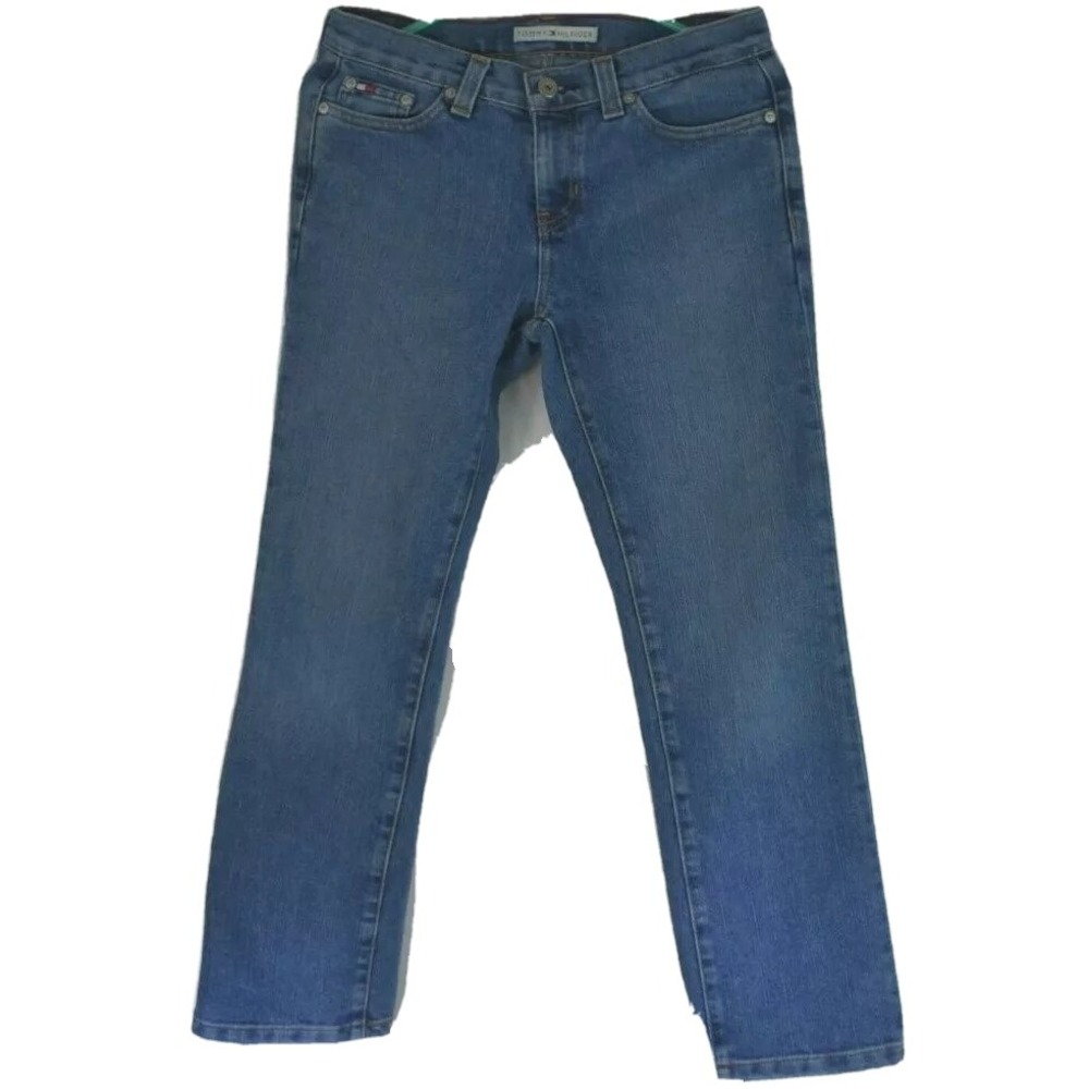 Tommy Hilfiger Womens Straight Jeans Size 4 Blue Medium Wash Embroidered‎ Pocket